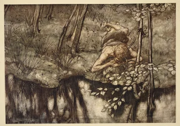 Siegfried se voit dans le ruisseau, illustration de 